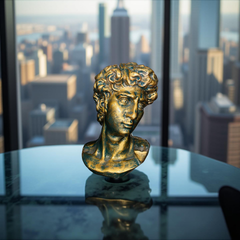 Renaissance David's Legacy Bust – Antique Gold Sculpture (1.5 Ft)