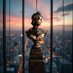 Apollo of the Atrium Bust – Antique Bronze Greco-Roman Sculpture (1.2 Ft)
