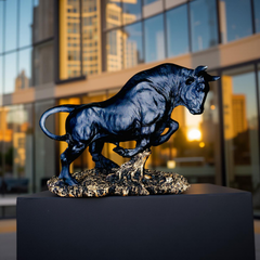 Titan Bull Power & Prosperity Sculpture – Black & Gold Statue (1 Ft)