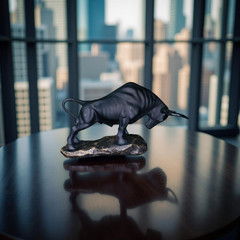 Obsidian Bull Charging Sculpture – Matte Black Statement Decor (1 Ft)