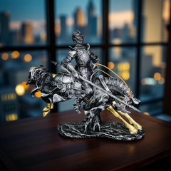 Valiant Charge Armored Knight on Horse Statue – Medieval Decor (1.5 Ft)