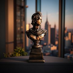 Apollo of the Atrium Bust – Antique Bronze Greco-Roman Sculpture (1.2 Ft)