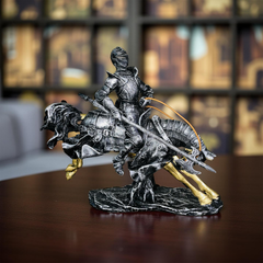 Valiant Charge Armored Knight on Horse Statue – Medieval Decor (1.5 Ft)