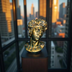 Renaissance David's Legacy Bust – Antique Gold Sculpture (1.5 Ft)