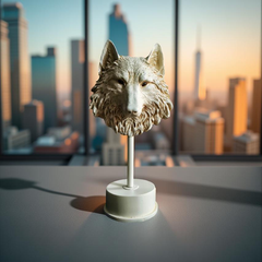 Midnight Sentinel Wolf Bust Sculpture Matte Black Statue (1.5 Ft)