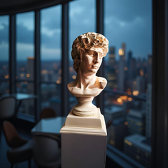 David Bust Renaissance Masterpiece – Ivory Marble-Look Sculpture (1.2 Ft)