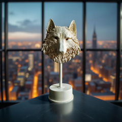 Midnight Sentinel Wolf Bust Sculpture Matte Black Statue (1.5 Ft)