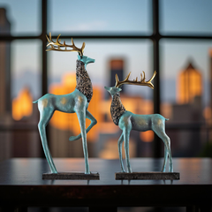 Royal Blue Elegance – Deer Couple Decor Set
