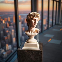 David Bust Renaissance Masterpiece – Ivory Marble-Look Sculpture (1.2 Ft)