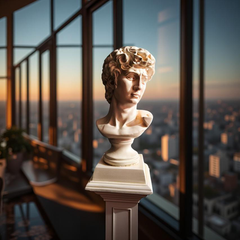David Bust Renaissance Masterpiece – Ivory Marble-Look Sculpture (1.2 Ft)