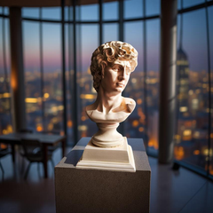 David Bust Renaissance Masterpiece – Ivory Marble-Look Sculpture (1.2 Ft)