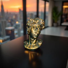 Renaissance David's Legacy Bust – Antique Gold Sculpture (1.5 Ft)