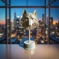 Midnight Sentinel Wolf Bust Sculpture Matte Black Statue (1.5 Ft)