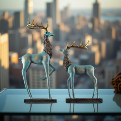 Royal Blue Elegance – Deer Couple Decor Set