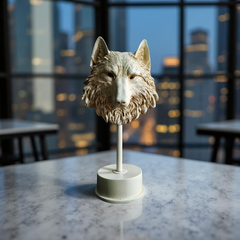 Midnight Sentinel Wolf Bust Sculpture Matte Black Statue (1.5 Ft)