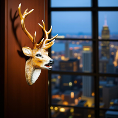Golden Stag – Wall-Mounted Deer Head Sculpture