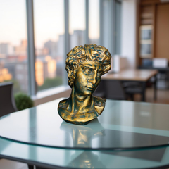 Renaissance David's Legacy Bust – Antique Gold Sculpture (1.5 Ft)