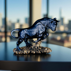 Titan Bull Power & Prosperity Sculpture – Black & Gold Statue (1 Ft)