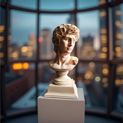David Bust Renaissance Masterpiece – Ivory Marble-Look Sculpture (1.2 Ft)