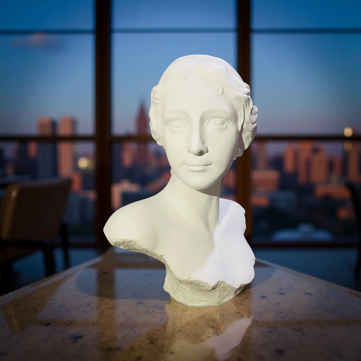 Classical Lady Bust Sculpture – Greco-Roman Style Marble-Look Statue for Home Décor (1.8 Ft)