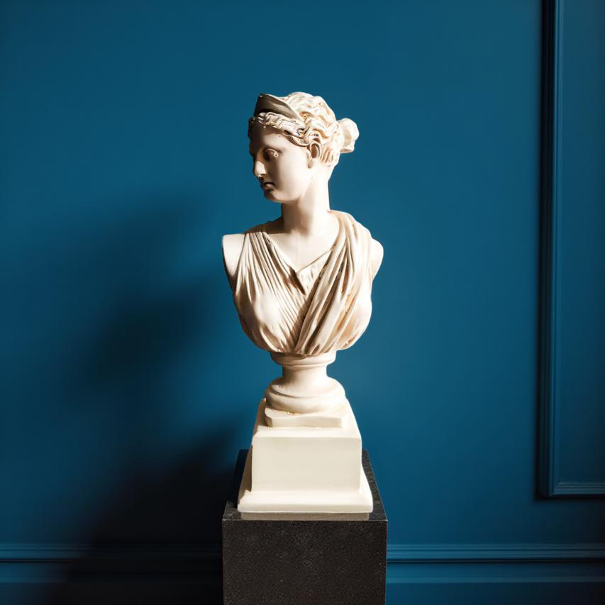 Diana of the Skyline Marble Goddess Bust – Neoclassical Sculpture (1.2 Ft)
