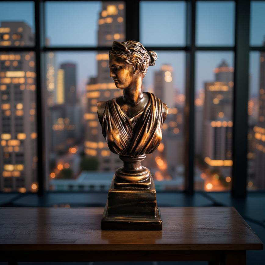 Diana of the Skyline Marble Goddess Bust – Neoclassical Sculpture (1.2 Ft)