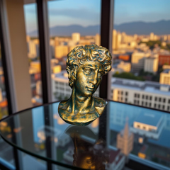 Renaissance David's Legacy Bust – Antique Gold Sculpture (1.5 Ft)