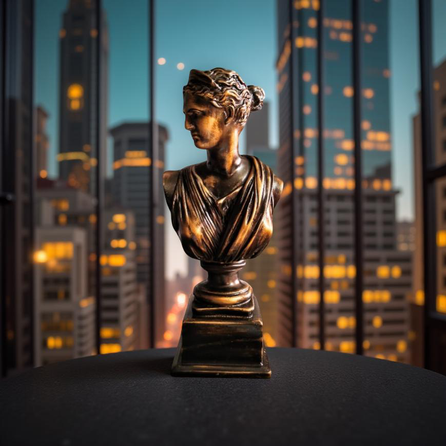 Diana of the Skyline Marble Goddess Bust – Neoclassical Sculpture (1.2 Ft)