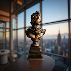 Apollo of the Atrium Bust – Antique Bronze Greco-Roman Sculpture (1.2 Ft)