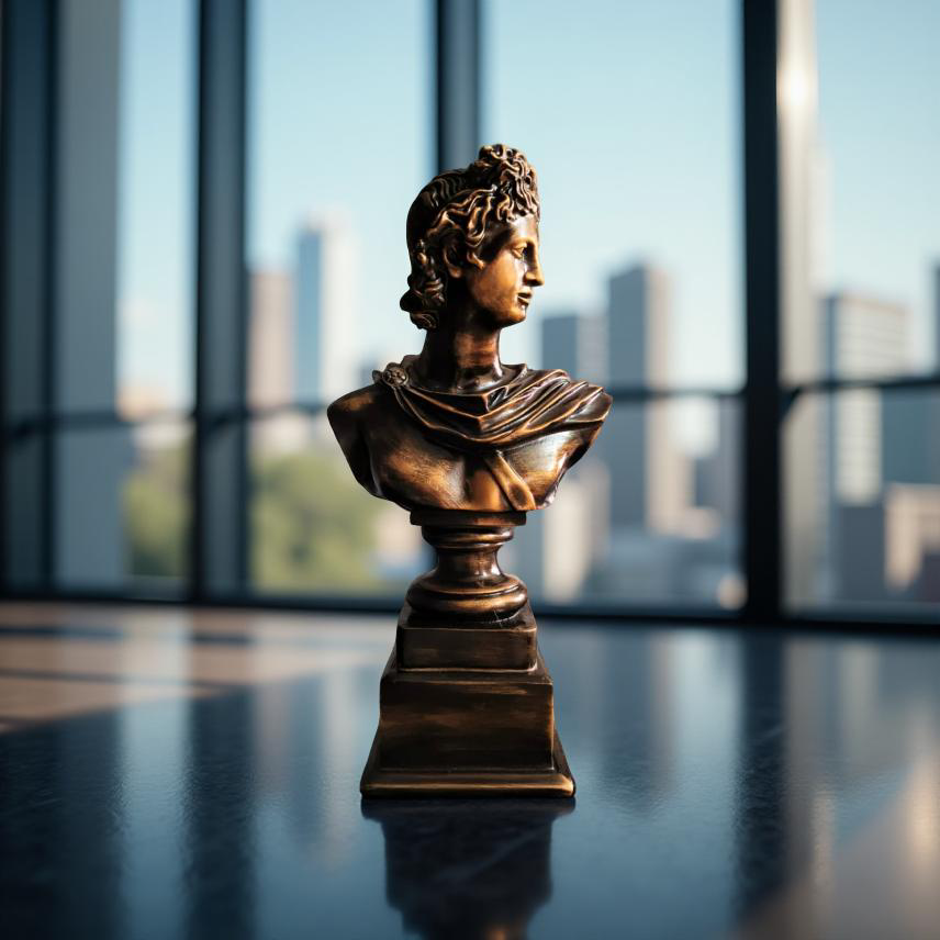 Apollo of the Atrium Bust – Antique Bronze Greco-Roman Sculpture (1.2 Ft)