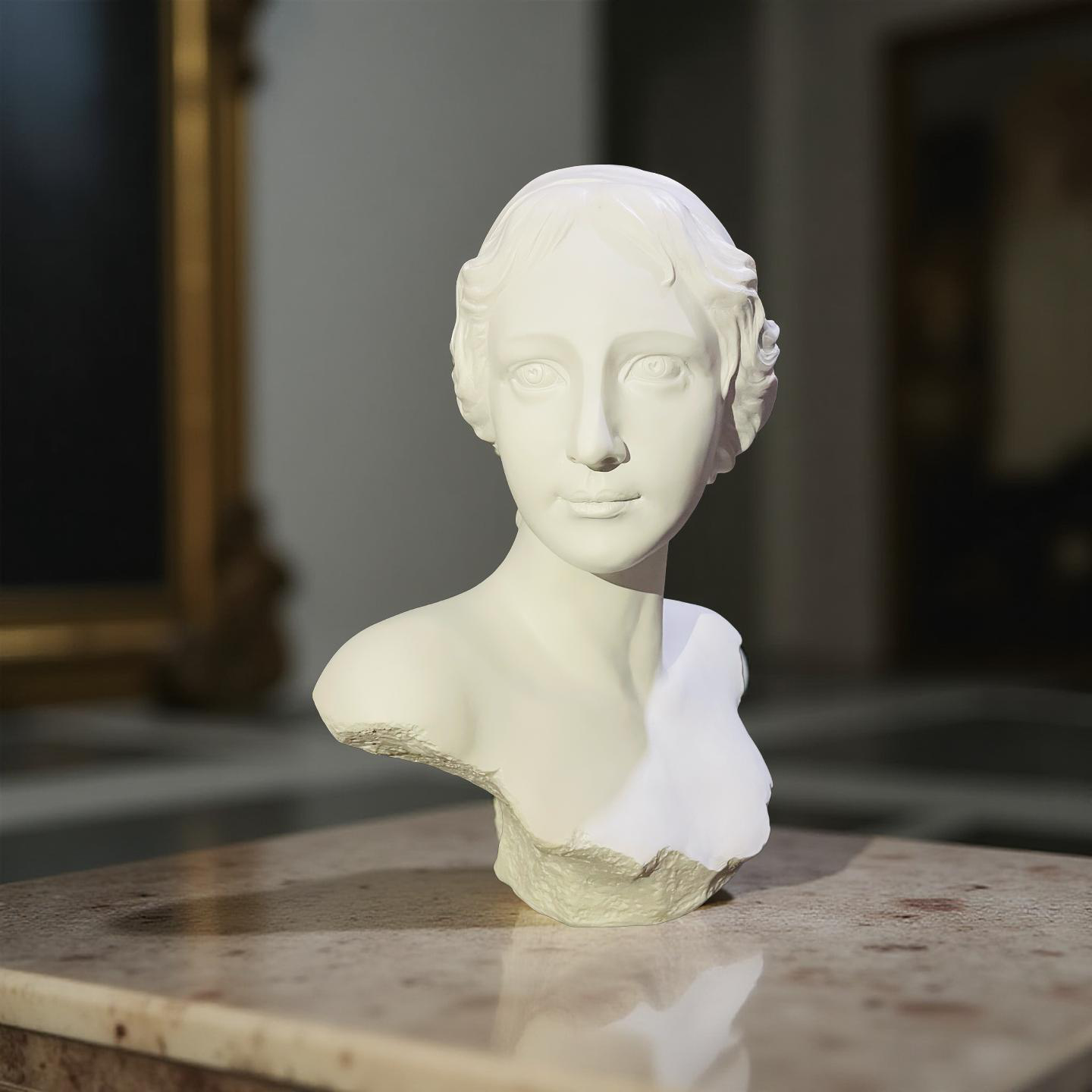Classical Lady Bust Sculpture – Greco-Roman Style Marble-Look Statue for Home Décor (1.8 Ft)