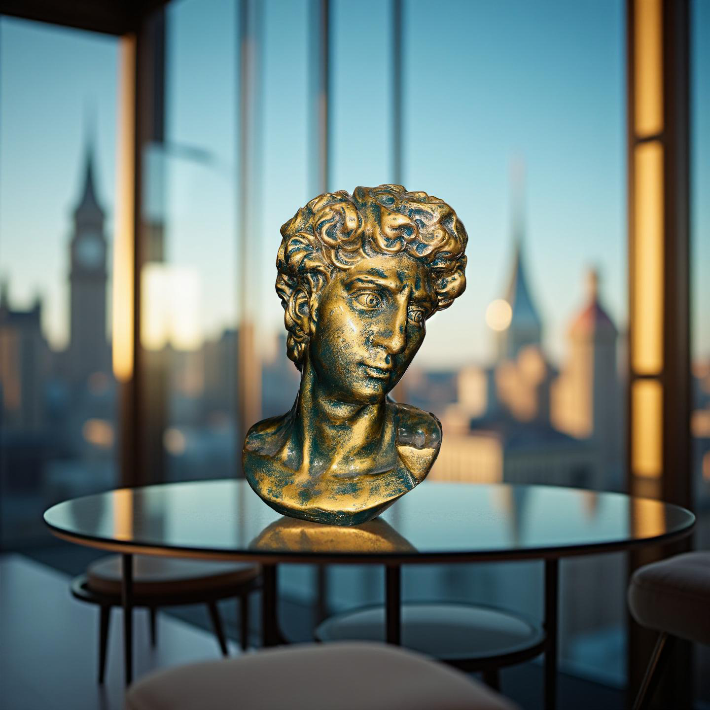 Renaissance David's Legacy Bust – Antique Gold Sculpture (1.5 Ft)