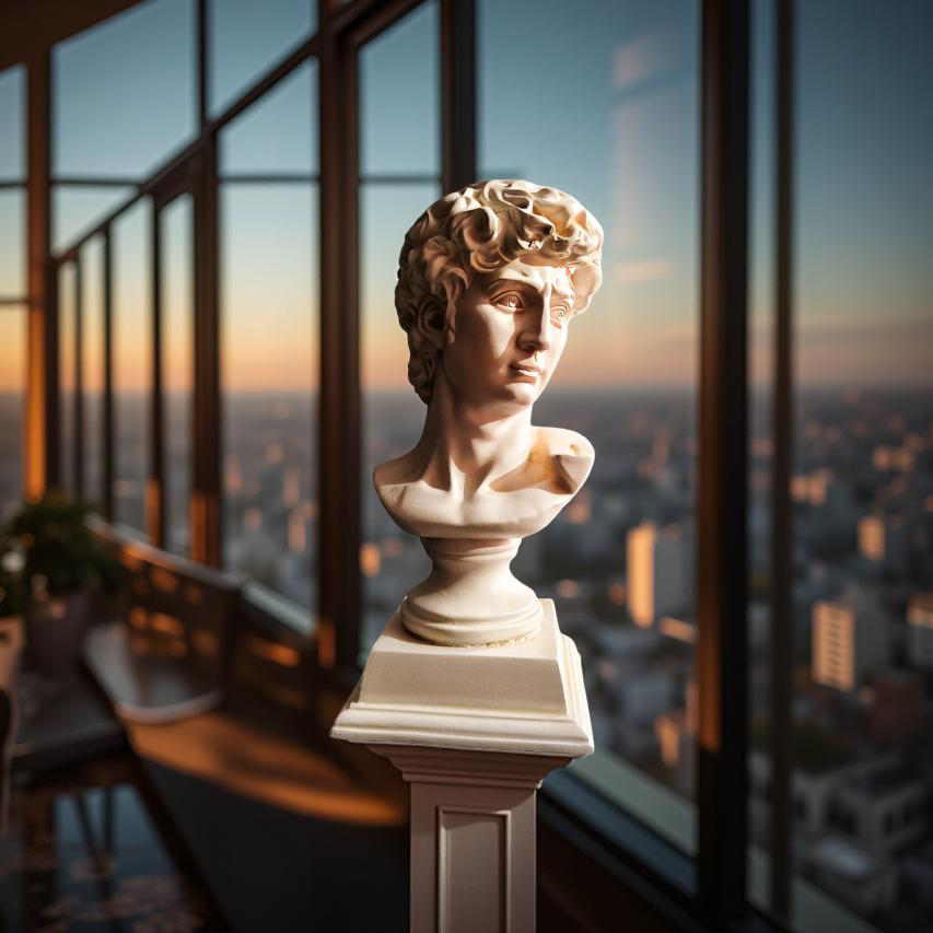 David Bust Renaissance Masterpiece – Ivory Marble-Look Sculpture (1.2 Ft)