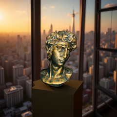 Renaissance David's Legacy Bust – Antique Gold Sculpture (1.5 Ft)