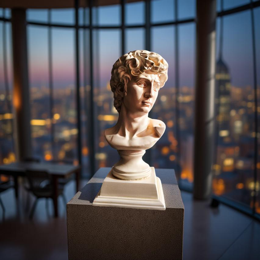 David Bust Renaissance Masterpiece – Ivory Marble-Look Sculpture (1.2 Ft)