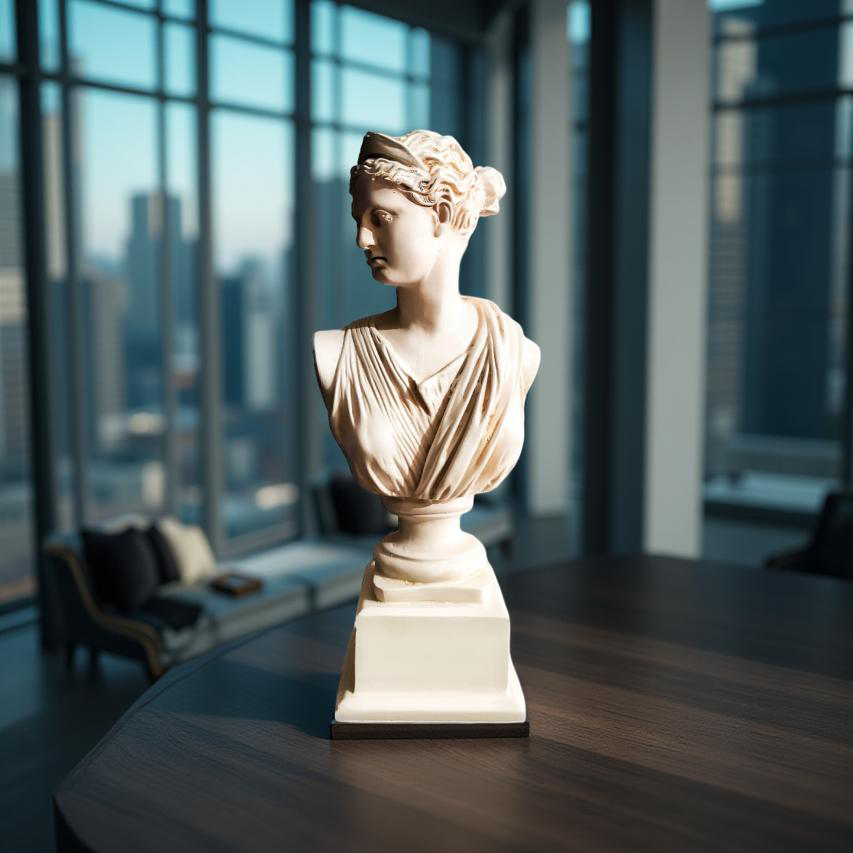 Diana of the Skyline Marble Goddess Bust – Neoclassical Sculpture (1.2 Ft)
