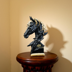 Midnight Stallion Black & Gold Horse Bust – Modern Sculpture Decor (2.5 Ft)
