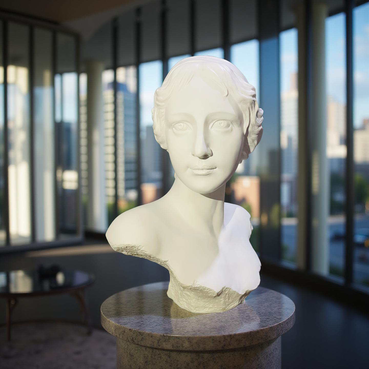 Classical Lady Bust Sculpture – Greco-Roman Style Marble-Look Statue for Home Décor (1.8 Ft)