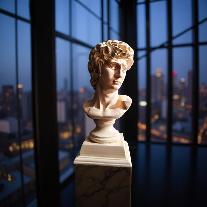 David Bust Renaissance Masterpiece – Ivory Marble-Look Sculpture (1.2 Ft)