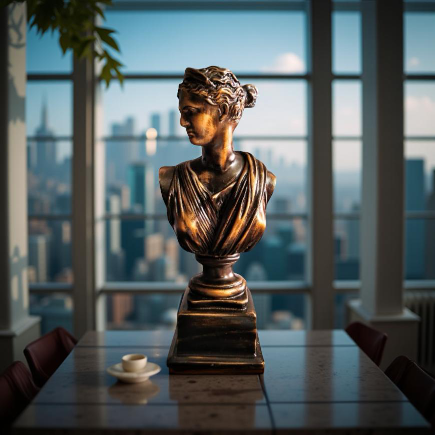 Diana of the Skyline Marble Goddess Bust – Neoclassical Sculpture (1.2 Ft)