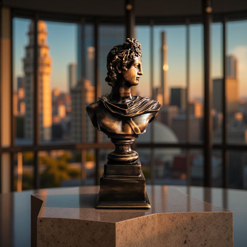 Apollo of the Atrium Bust – Antique Bronze Greco-Roman Sculpture (1.2 Ft)