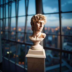 David Bust Renaissance Masterpiece – Ivory Marble-Look Sculpture (1.2 Ft)