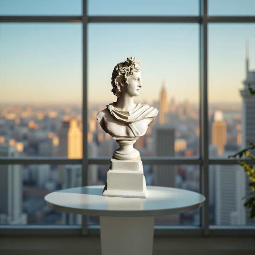 Apollo of the Atrium Bust – Antique Bronze Greco-Roman Sculpture (1.2 Ft)