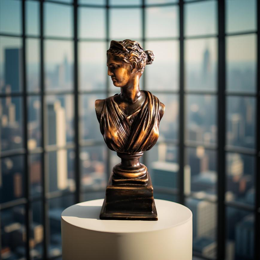 Diana of the Skyline Marble Goddess Bust – Neoclassical Sculpture (1.2 Ft)