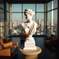 Diana of the Skyline Marble Goddess Bust – Neoclassical Sculpture (1.2 Ft)