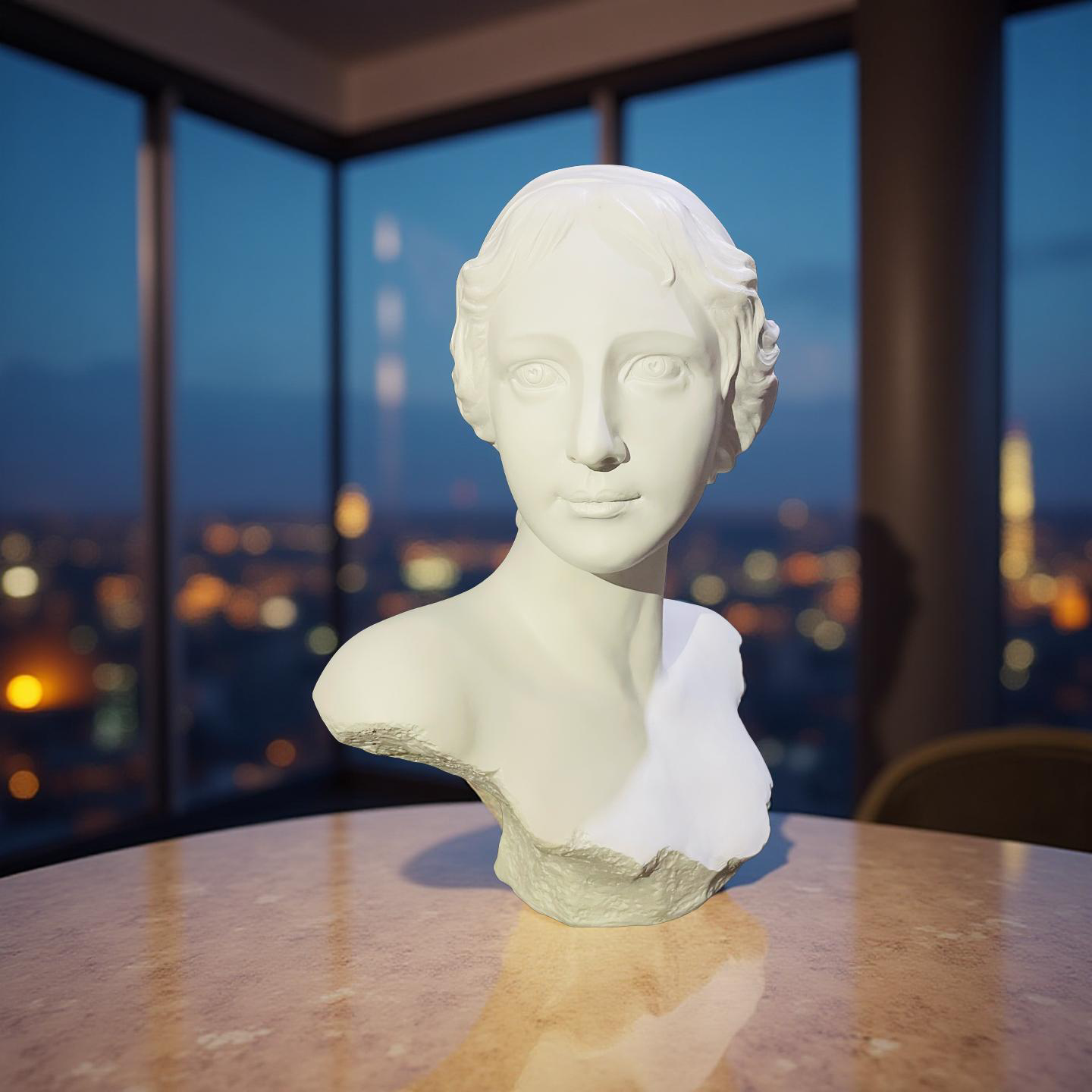 Classical Lady Bust Sculpture – Greco-Roman Style Marble-Look Statue for Home Décor (1.8 Ft)