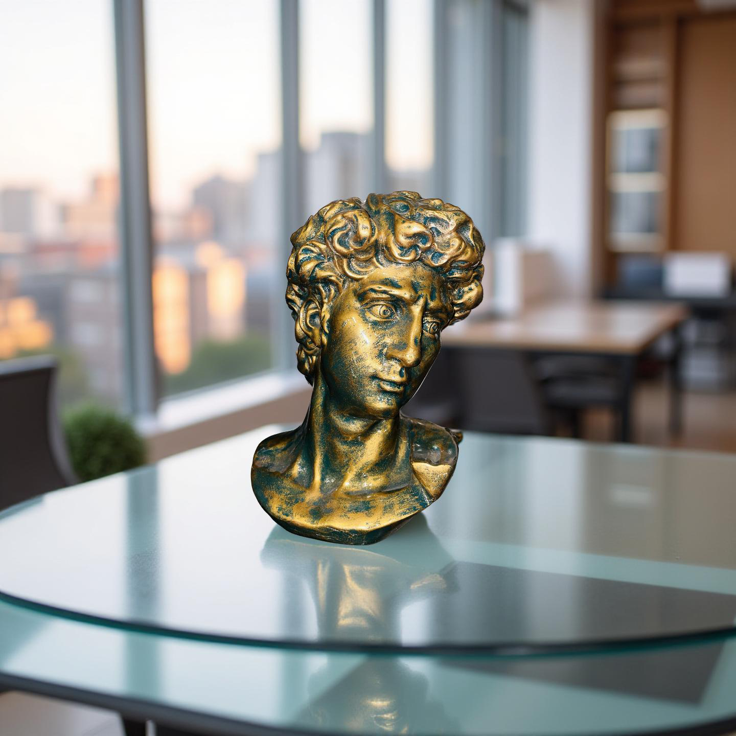 Renaissance David's Legacy Bust – Antique Gold Sculpture (1.5 Ft)