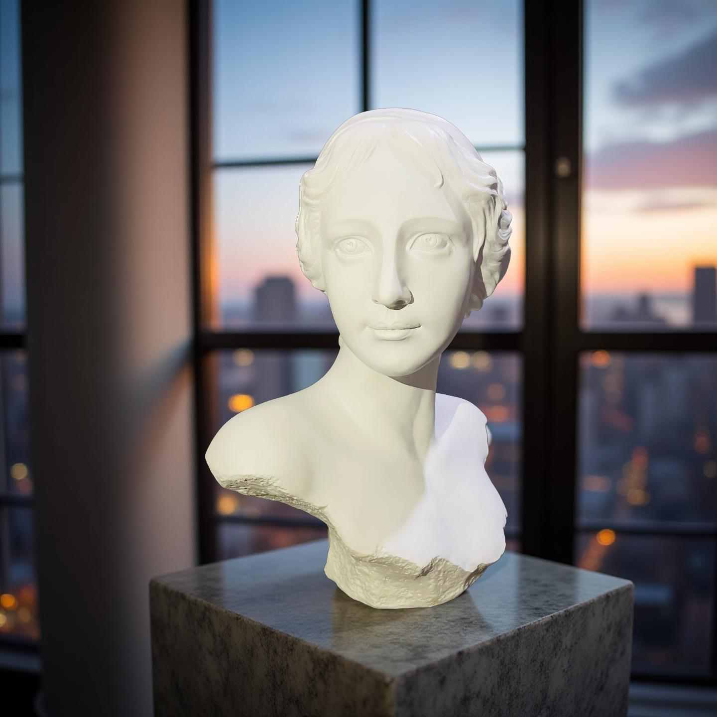 Classical Lady Bust Sculpture – Greco-Roman Style Marble-Look Statue for Home Décor (1.8 Ft)