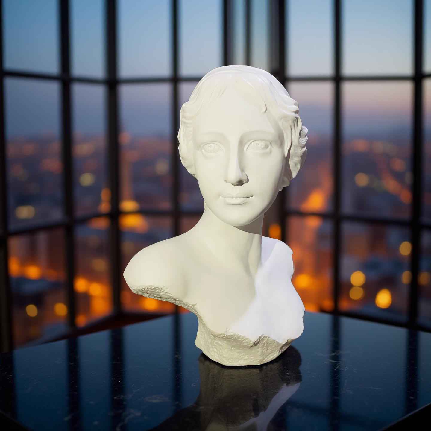 Classical Lady Bust Sculpture – Greco-Roman Style Marble-Look Statue for Home Décor (1.8 Ft)