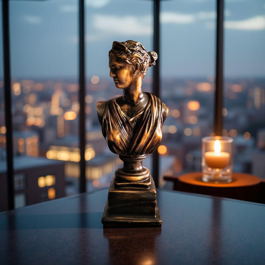 Diana of the Skyline Marble Goddess Bust – Neoclassical Sculpture (1.2 Ft)